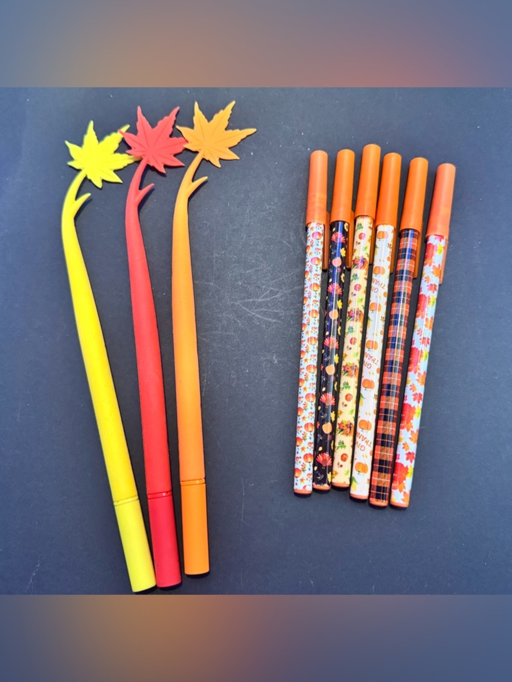 Autumn Leaf Decorative Gel Pens - Assorted Yellow, Red, Orange